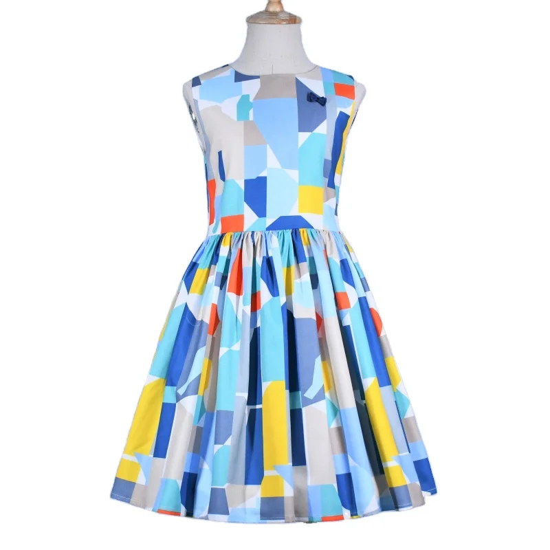 Wholesale Promotional Product Polyester A-Line Fashion Dresses For Girls 2022 Summer Children Wear