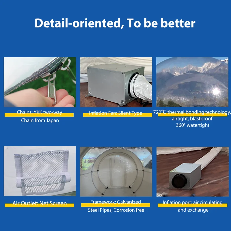 AOYU China commercial giant half transparent igloo inflatable bubble tent for kids rent sale 3 room balloon