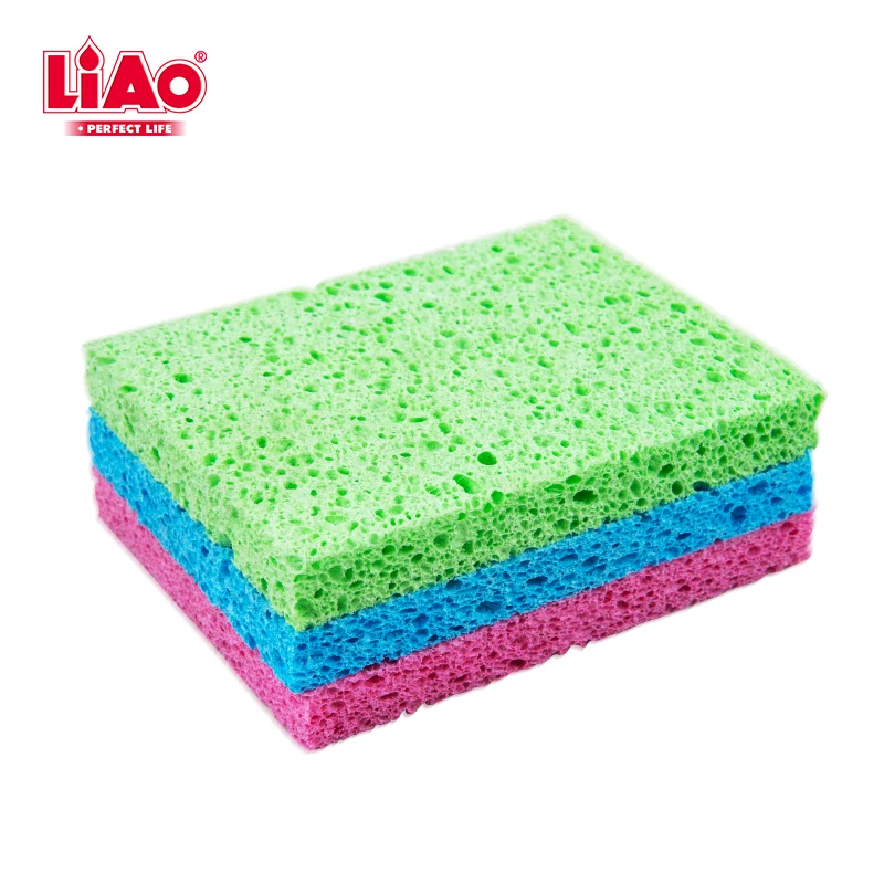 LiAo hot sale eco-friendly dish washing sponge rectangle cellulose cleaning sponges