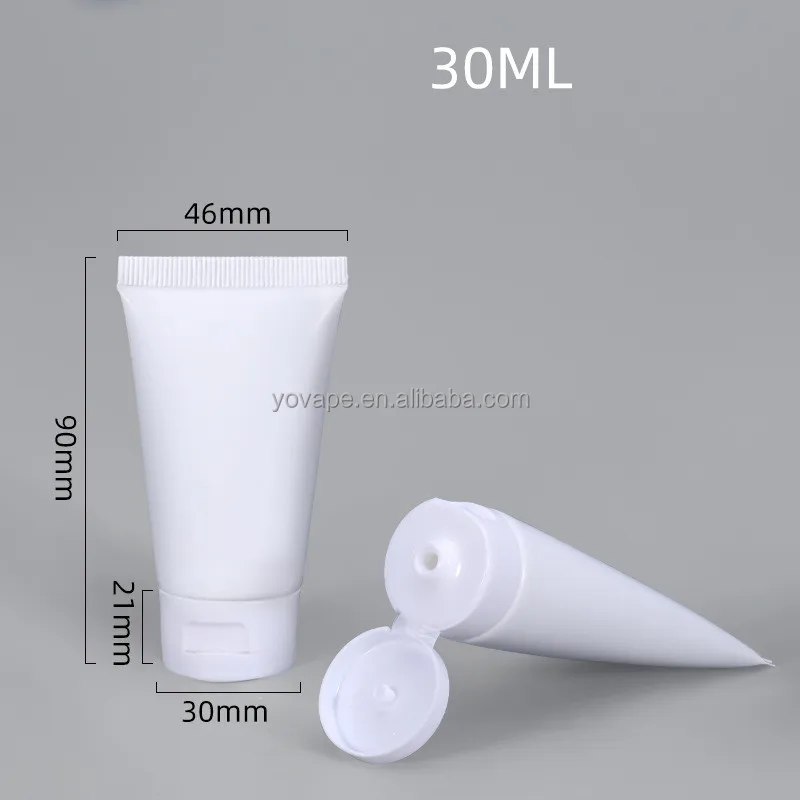 Soft transparent plastic cosmetics tubes refillable toothpaste facial cleanser button hand cream hair conditioner tube with caps