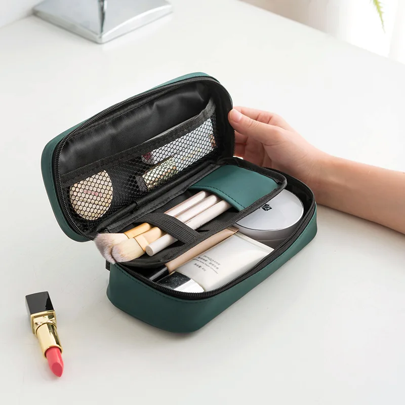 
Hand Carry PU Korean Makeup Bag Travel Large Waterproof Cosmetic Cases 