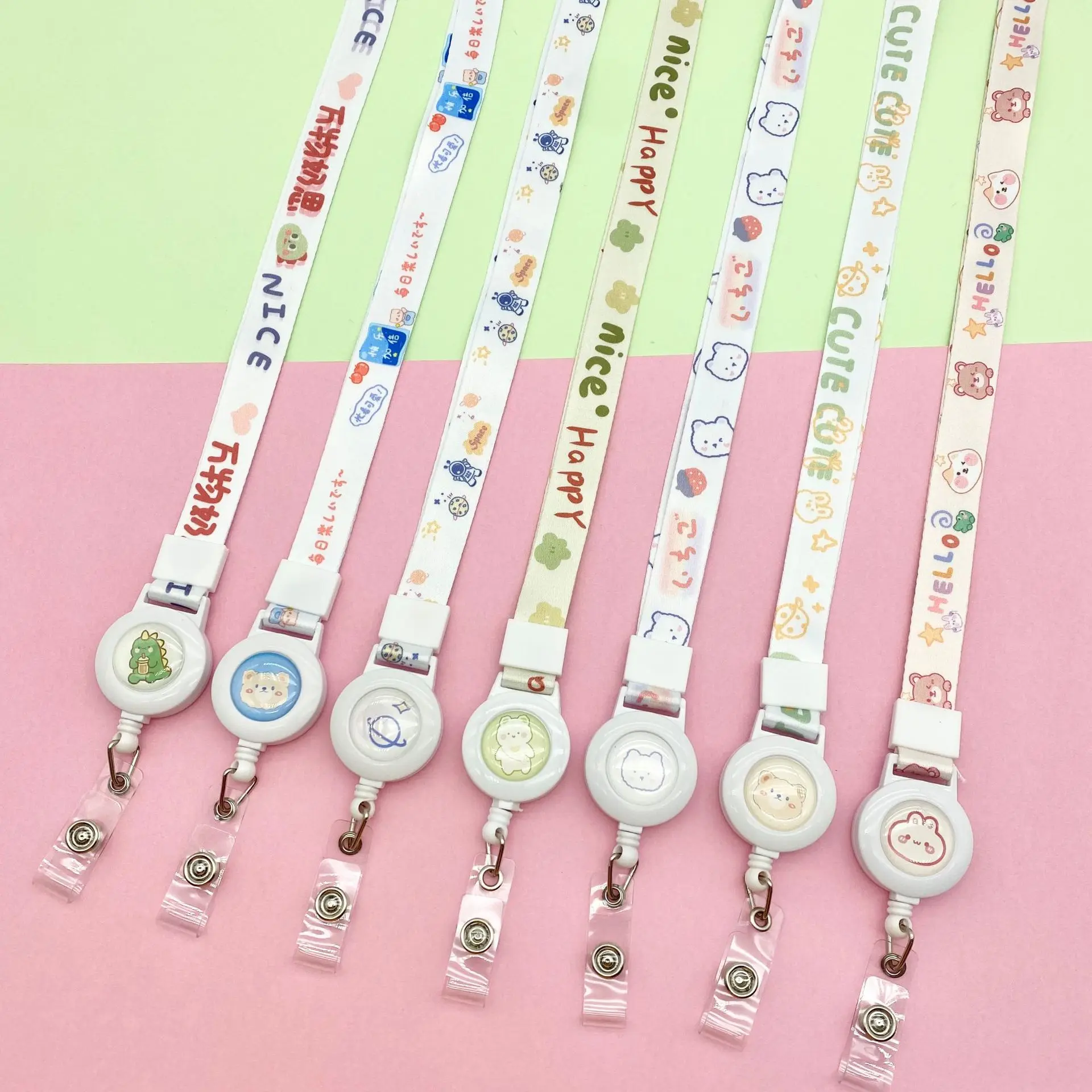 Cartoon Telescopic Easy-To-Pull Lanyard Wholesale Student Card Set Hanger Neck Long Rope Adjustable Badge Card Badge Sling