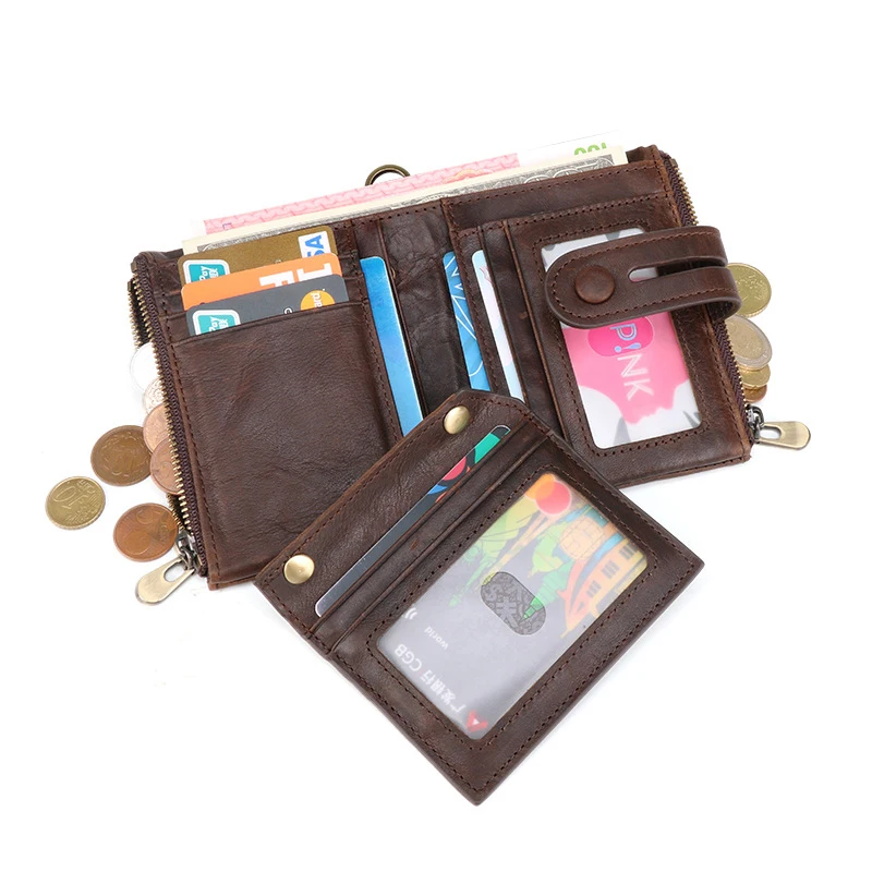  Мягкие складные кошельки Rfid из натуральной кожи для мужчин кошелек монет брелок на
