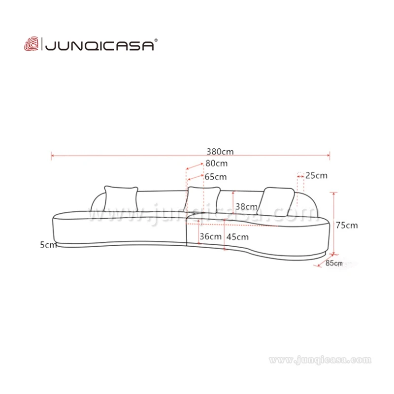 Fancy Grey Fabric Curved Sofa Modern Luxury U Shape Sofa Set Furniture With Stainless Steel Base