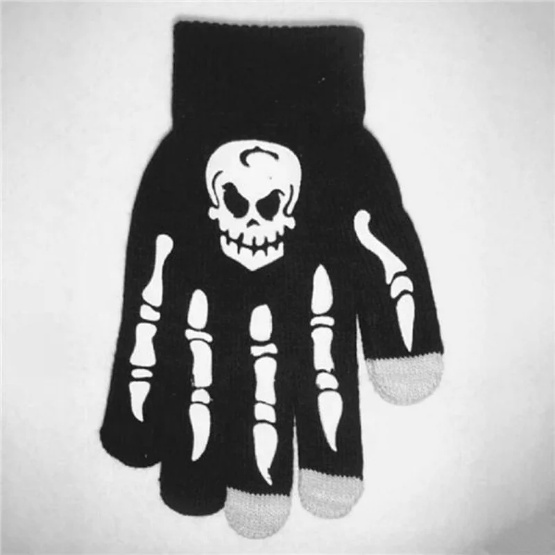 Halloween Horror Claw Skull Bone Skeleton Goth Anti Skid Rubber Non Slip Racing Cycling Touch Screen Sports Riding Winter Gloves