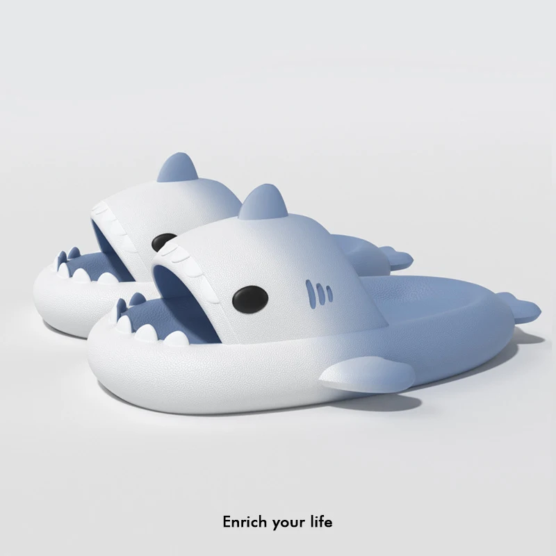 Gradient Shark Slippers Women Summer Family Home Shoes 2024 Fashion Soft Comfort Eva Thick Sole Platform Shark Woman Flip-Flops