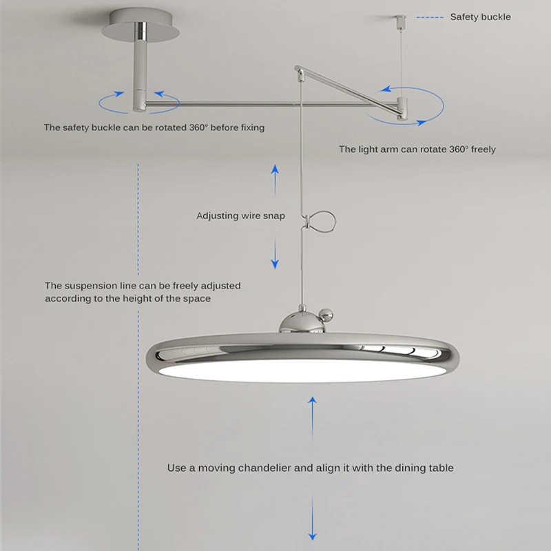Flying saucer rocker arm dining room chandelier Modern simple table light advanced French minimalist dining room chandelier