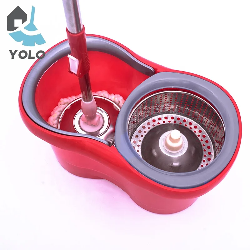 2022 Hot Selling Free Sample Red Color Easy Use Cleaning 360 Magic Spin Rotating Floor Mop And Bucket Set System