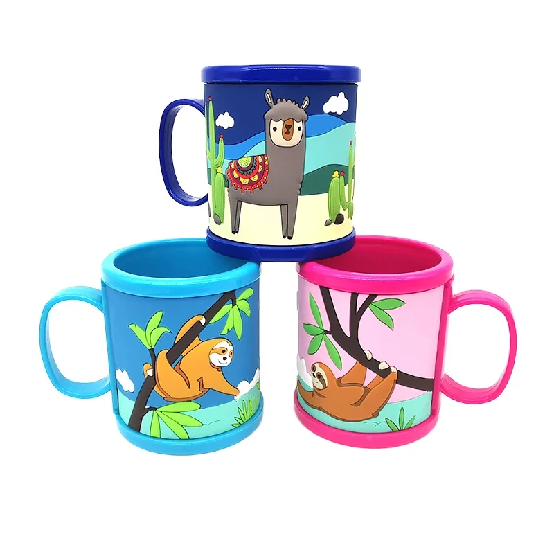 Custom Cute 3d Cartoon Plastic Mug Cups Wholesale Creative Soft Pvc Kids Personalized Plastic Mugs