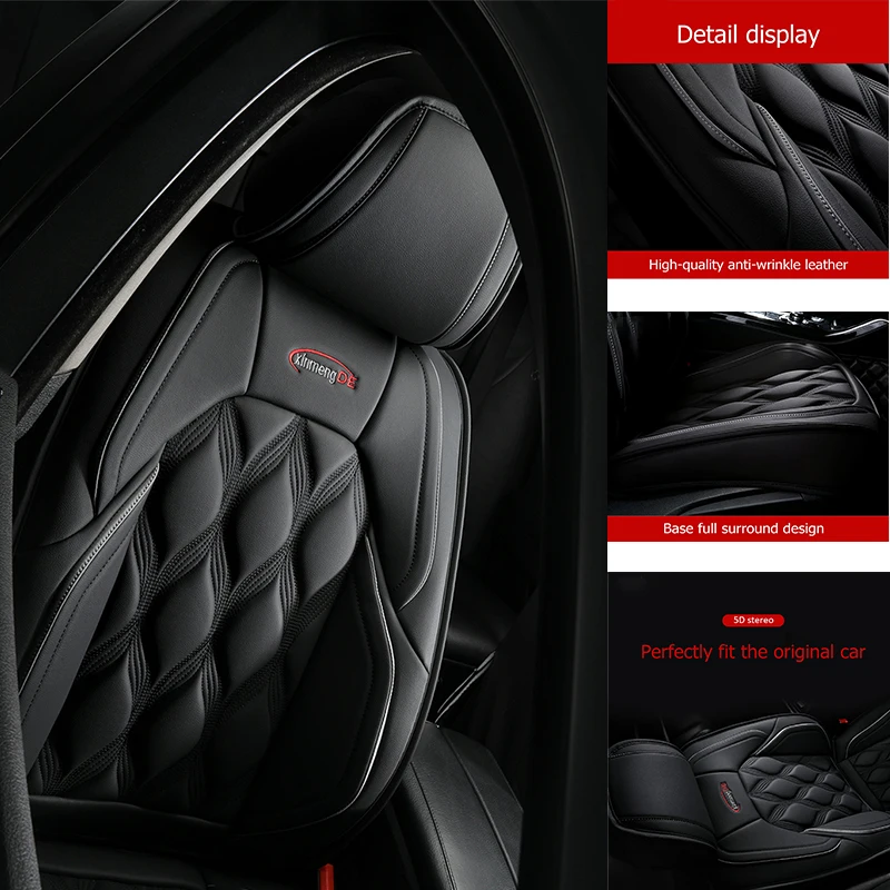 Sports Leather Car Seat Covers Full Set Protector Separate Head Cap Universal Fit for Dodge Charger