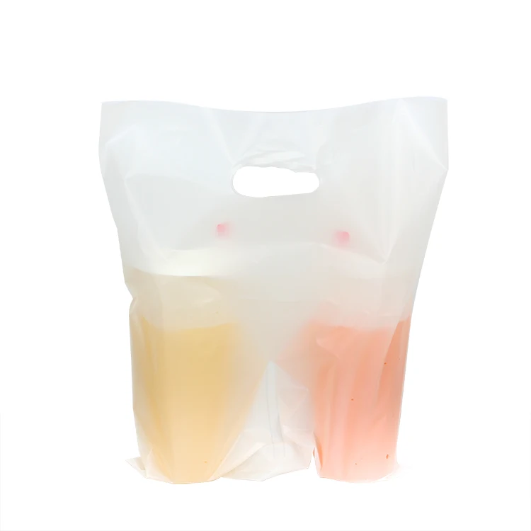 LOKYO thickened portable beverage customized coffee packaging drinks takeaway plastic bag for milk tea