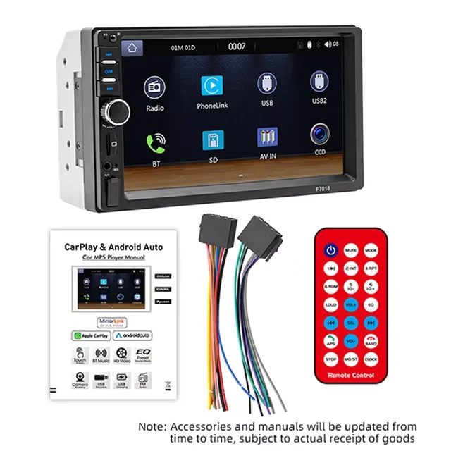 7 дюймов HD сенсорный экран Carplay Android Auto TF BT USB FM Hands Free резервная камера 2DIN автомобильное радио