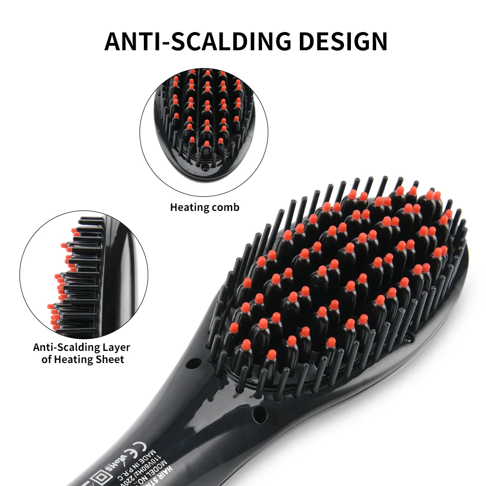 PRITECH Professional LED Display Electric Fast Heating Hair Straightener Brush