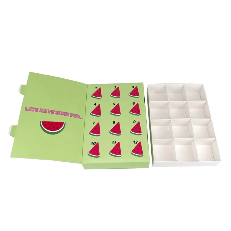 Custom Printed 12 Days Advent Calendar Boxes Christmas Cosmetic Gift Paper Calendar Box