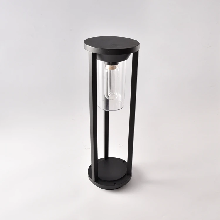 modern aluminum ip44 round pc shade outdoor landscape e27 bollard lawn light for garden