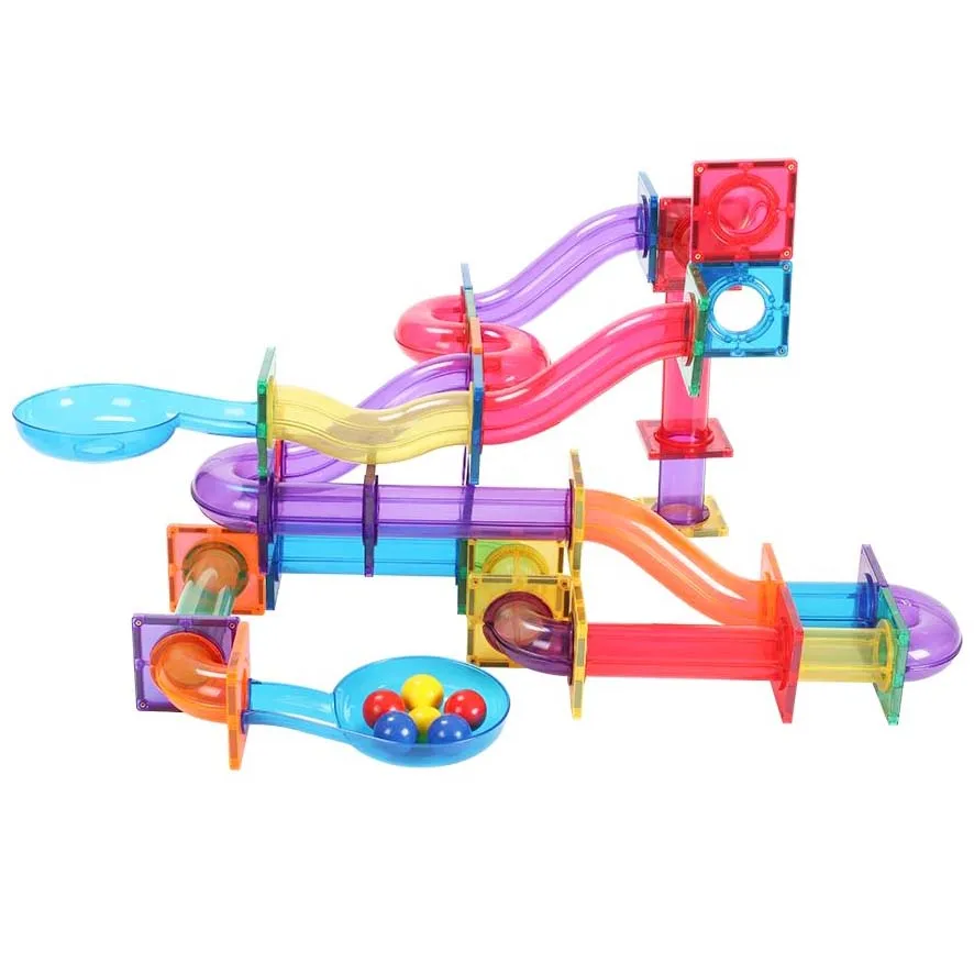 MNTL Latest new design custom BPA free colorful 100pcs marble run set magnetic tiles kids educational toys EN71, ASTM, CPSC, CE