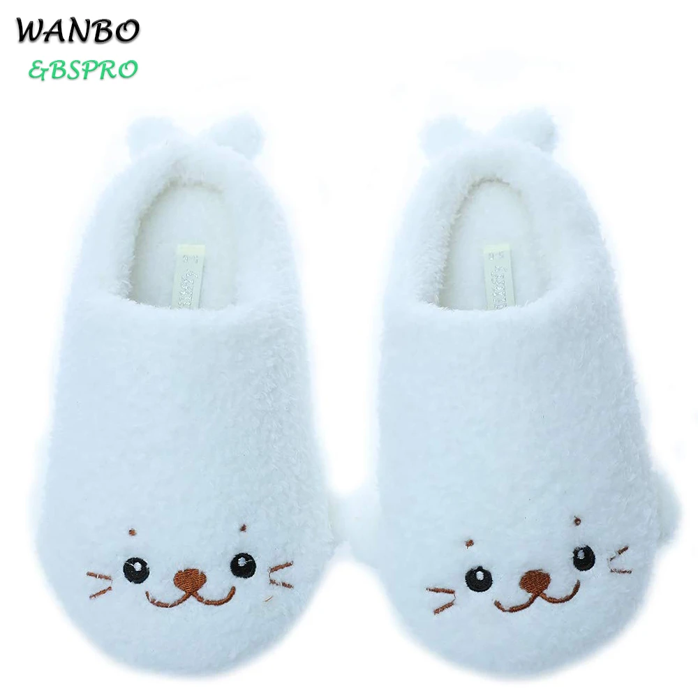 
BSPRO #CHPS0303 plush seal cute household indoor keep warm snow white shoes 