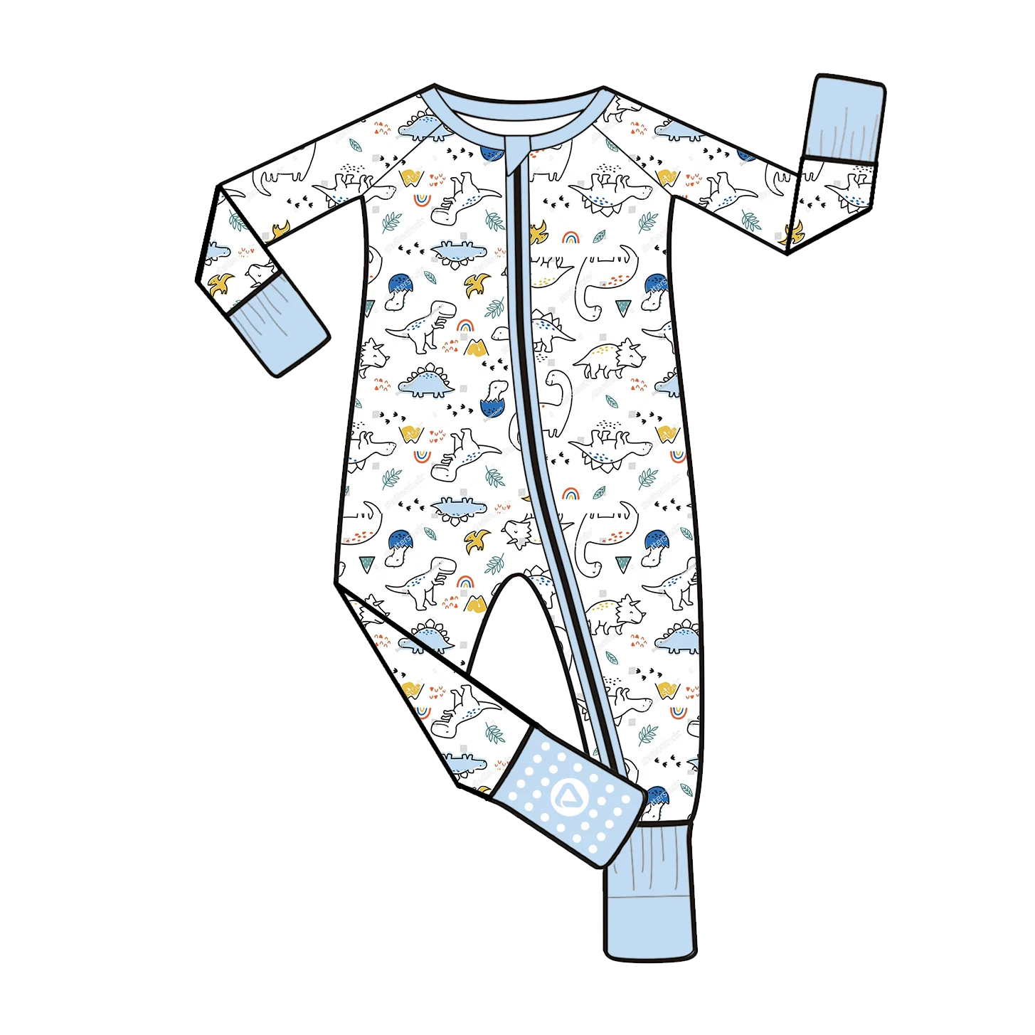 Comfortable Bamboo Fiber Baby Romper with Two Way Zipper for Unisex Soft Skin Friendly Breathable Bodysuit and Jumpsuit