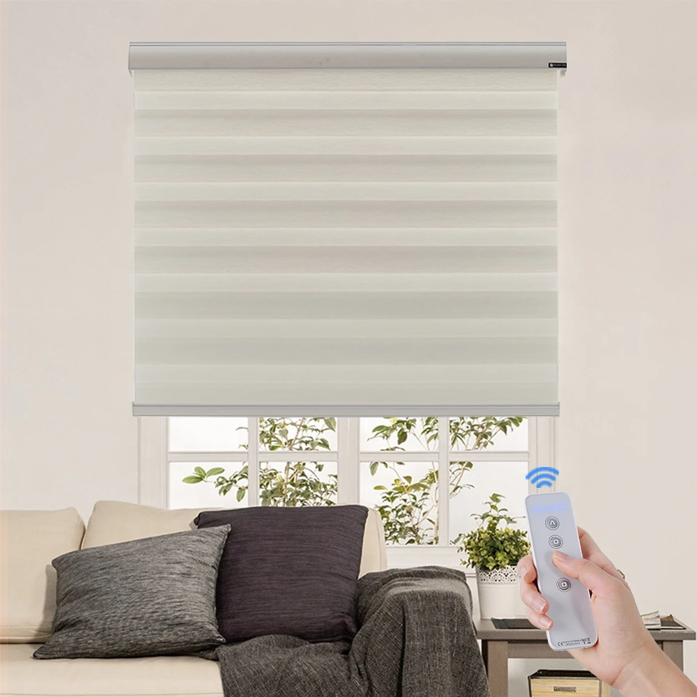 Cordless remote zebra fashion blind shades combi mechanism zebra motorized windows blinds