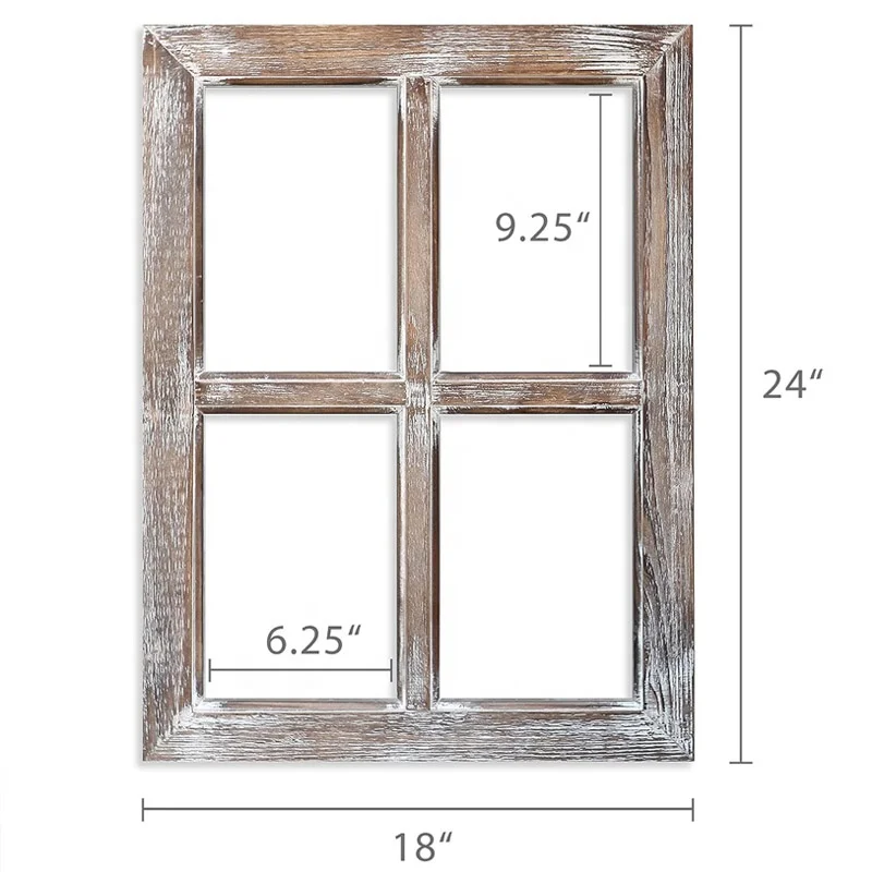 18x24 Rustic Farmhouse Brown Bedroom Window Frame Wall Decor, Vintage Western Country Farmhosue Wart Decor Wall Hanging Decor