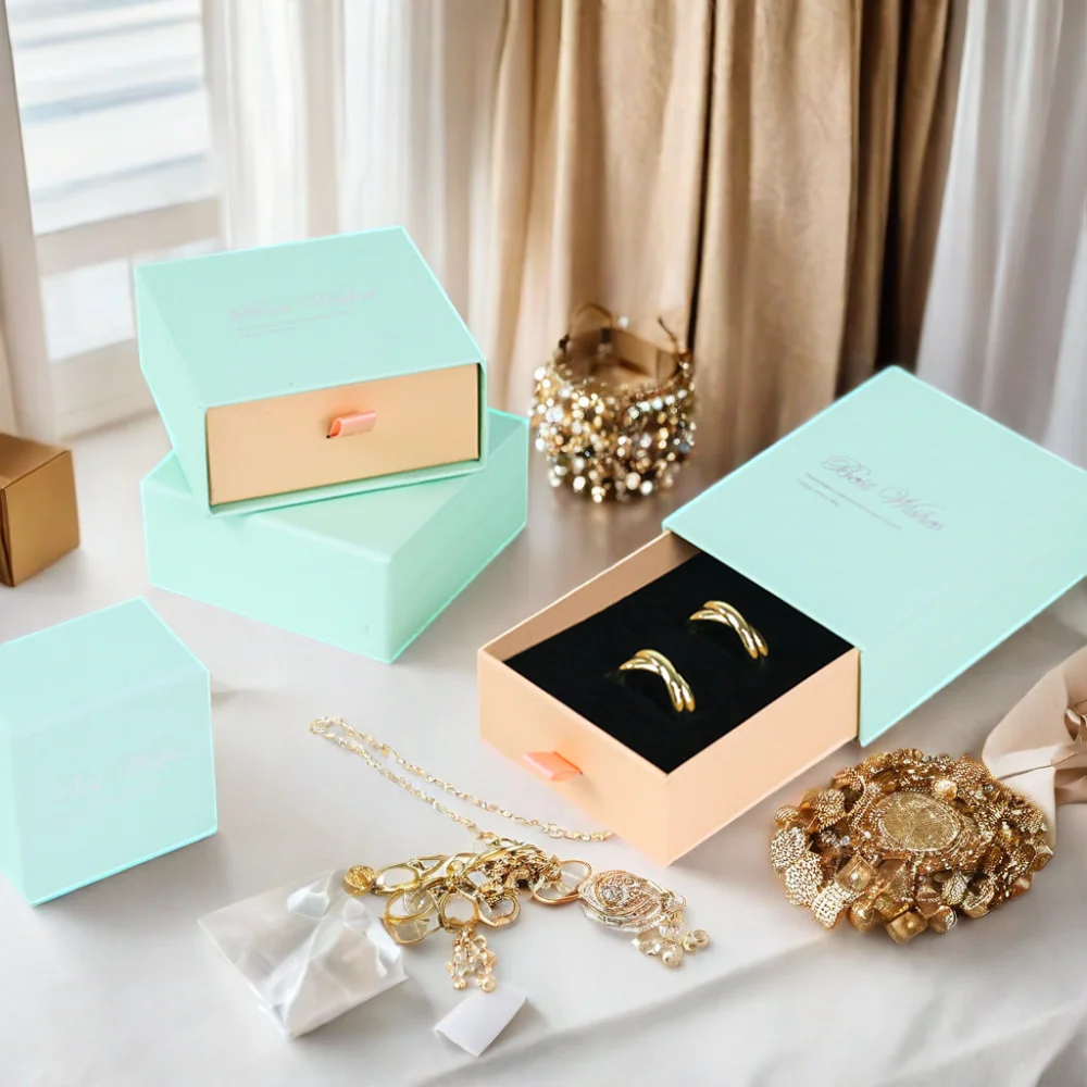 Custom Recyclable Slider Paper Gift Box Drawer boxes Cardboard Necklace Bracelet Rings Jewelry Wrist Watch Packaging Boxes
