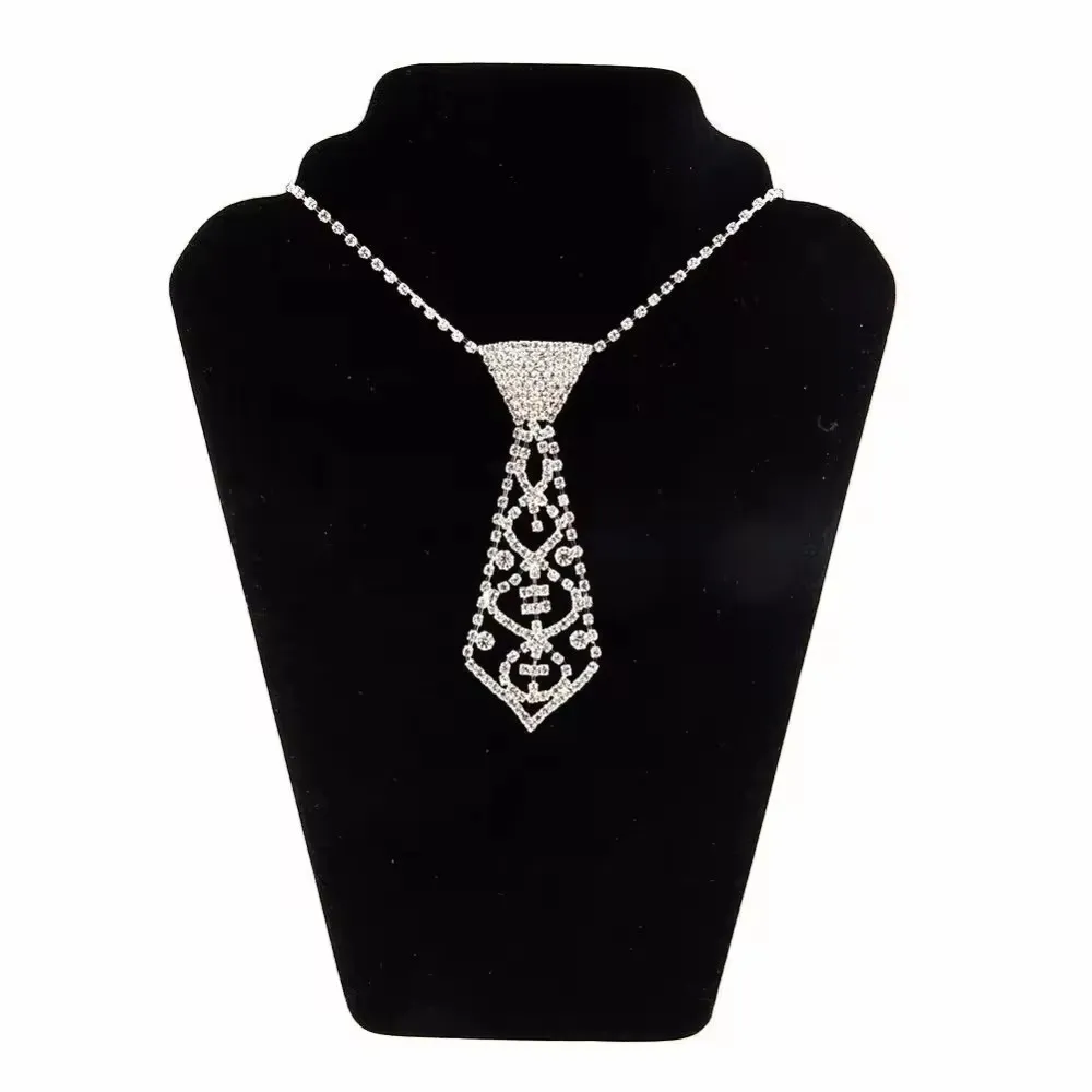 Wholesale Factory Price New Fashion Low Cost Sexy Rhinestone Necktie Choker Women Necklace Crystal Beads Neck Tie