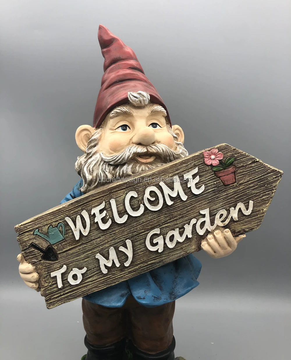Custom Home Decoration Fairy Resin Welcome Gnome Statue Large Outdoor Gnome Sculpture