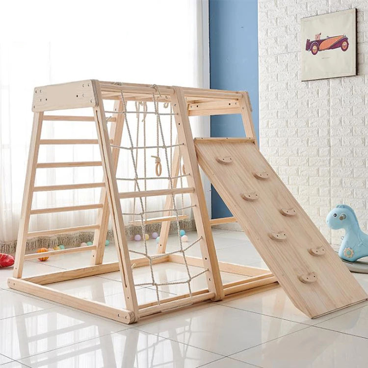 XIHA Kid Wooden Climb Frame Toy Pikler Triangle Children Pikler Slide Gym Wooden Playground Kids Outdoor Indoor Toys Climb Frame