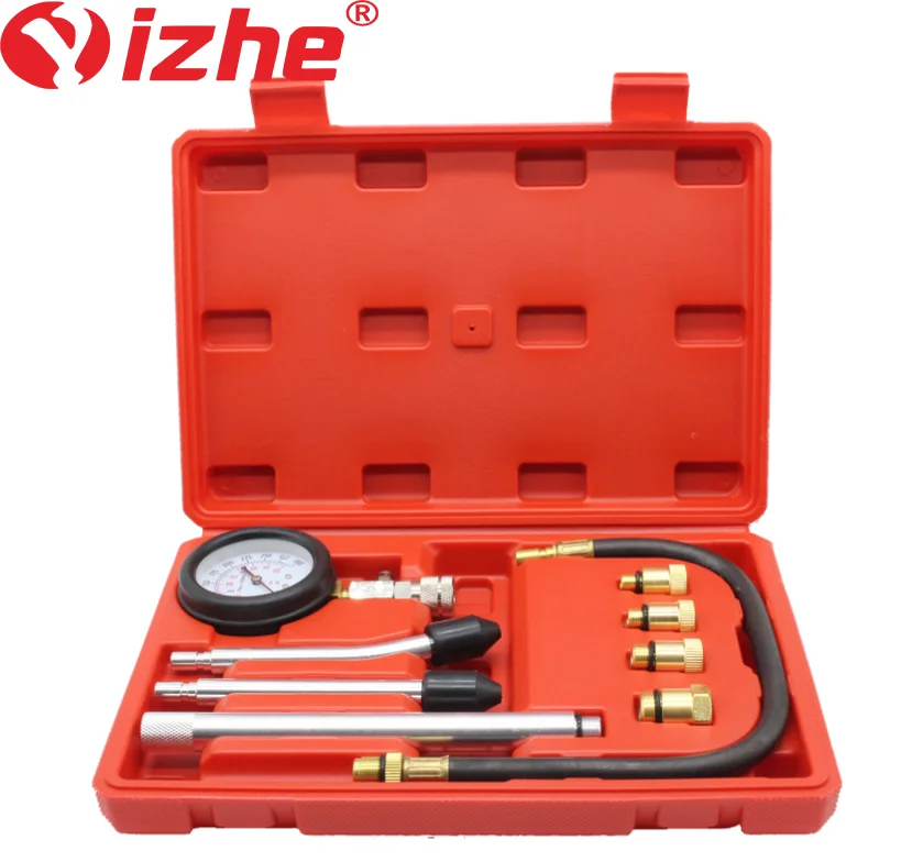 Petrol Gasoline Engine Cylinder Compression Gauge Tester Kit With Extension Connecting Tube For Car Diagnostic Tools