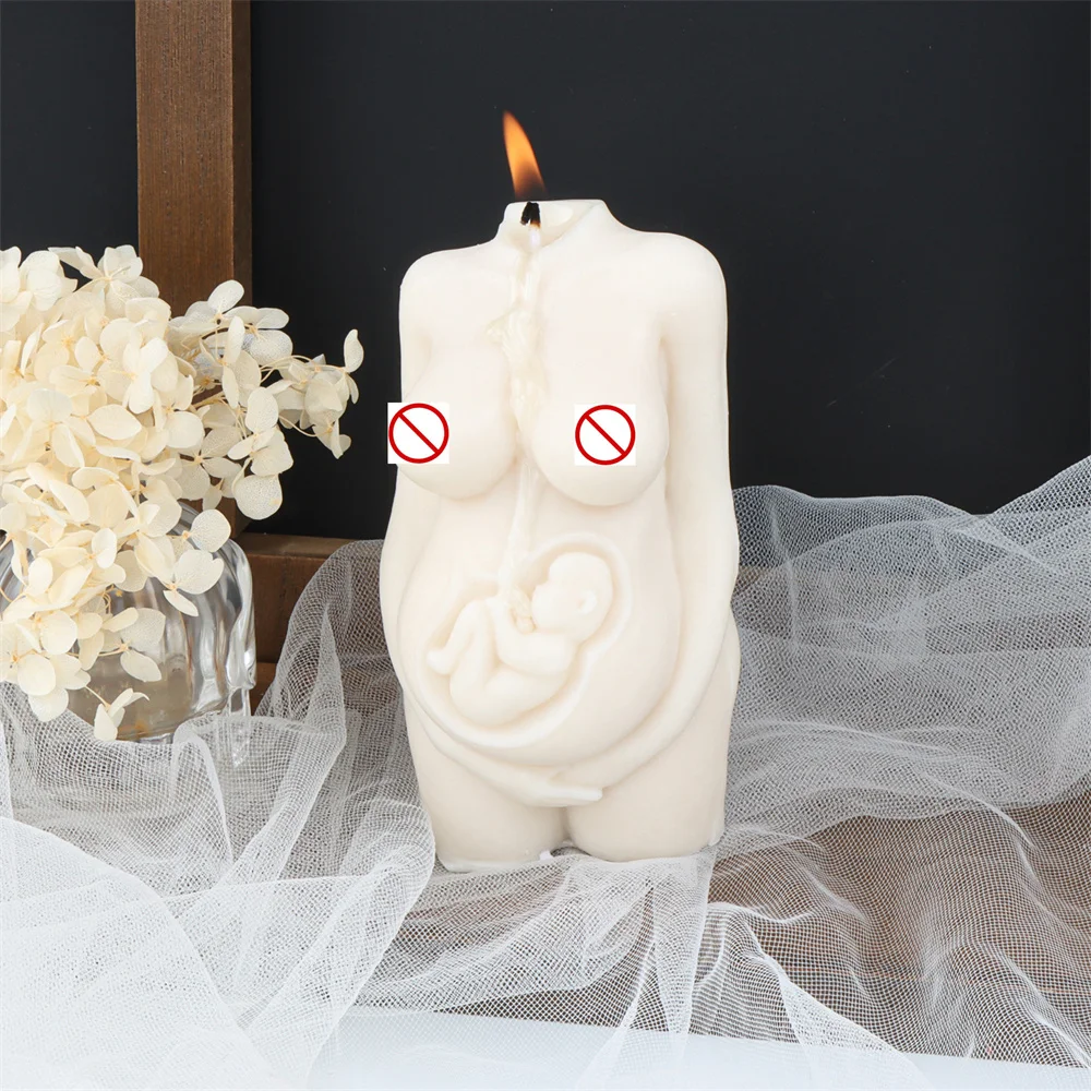 Carved Pregnant Woman Candle Molds Silicone Female Body Resin Soap Moulds Human Torso Statue Tool Gift Souvenir Holiday Decor