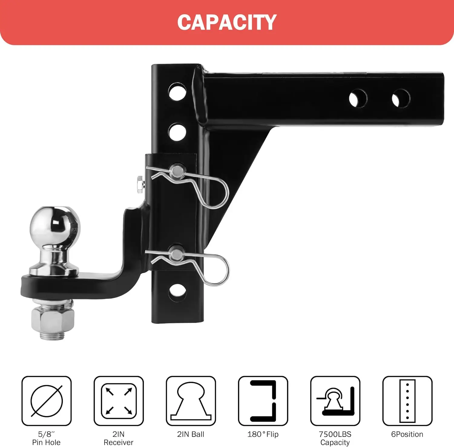 Premium Tow Hitch for Heavy Duty Truck with Stainless Steel Pins and Lock Adjustable Trailer Hitch Ball Mount