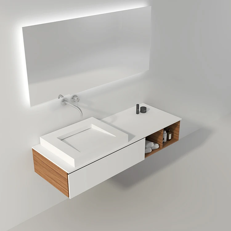 SM8320 commercial solid surface  wall hung rectangle artificial stone basin bathroom sink