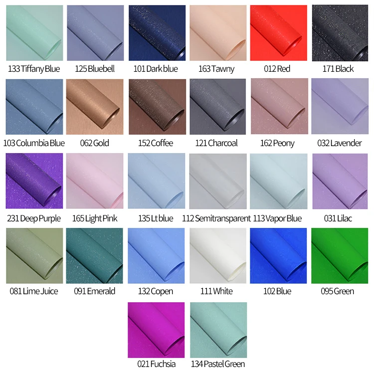 
FREE SAMPLE waterproof paper sheet solid plastic shining glitter wrapping paper for flower 