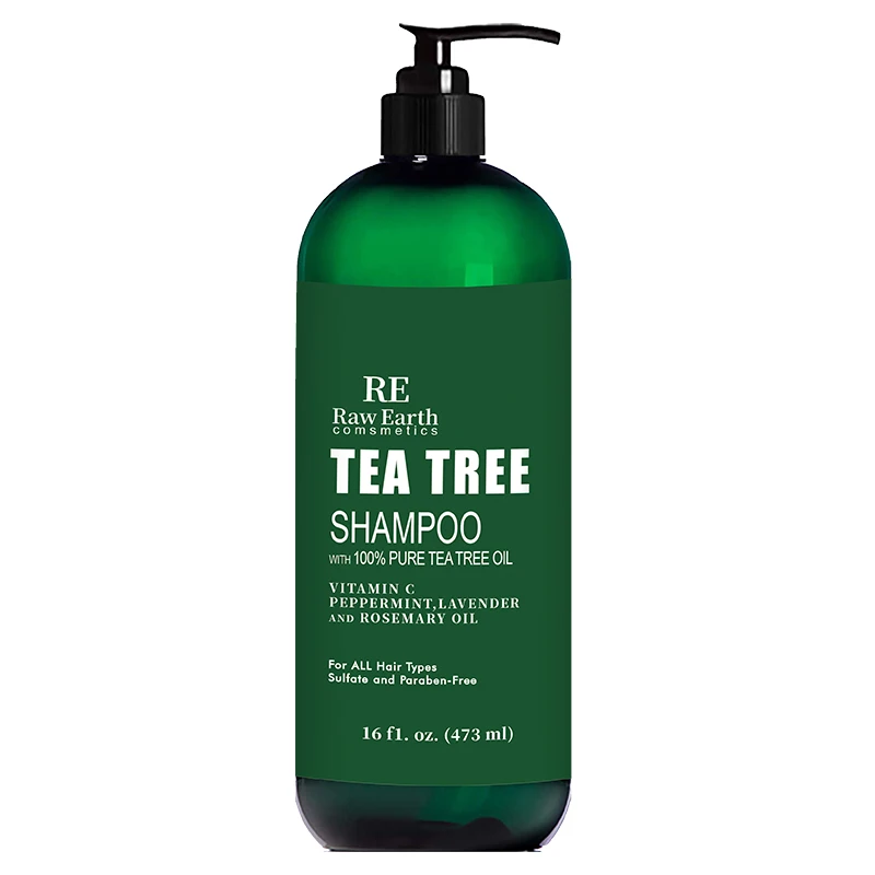 RAW EARTH  Tea Tree Shampoo - with 100% Pure Tea Tree Oil, for Itchy and Dry Scalp