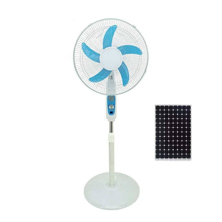 
12v dc solar motor ceiling rechargeable stand fan with led light air cooling 16inch Brushless Electric Powered 