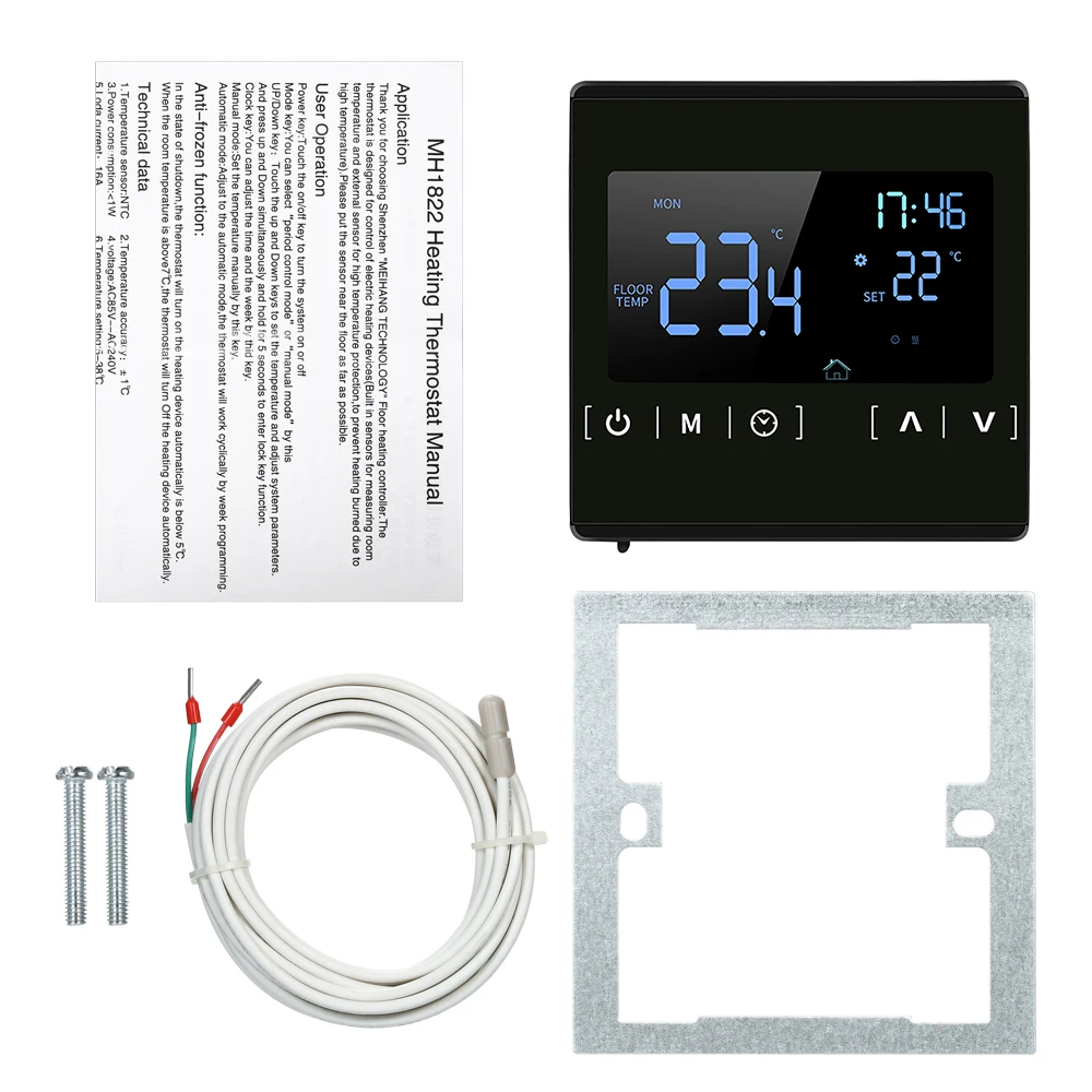 LCD Touchscreen Thermostat Programmable Electric Floor Heating System Thermoregulator Touchscreen Automatic Thermostat