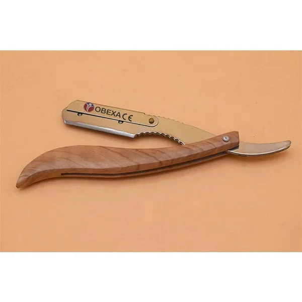 BARBER WOODEN HANDLE SHAVING RAZOR