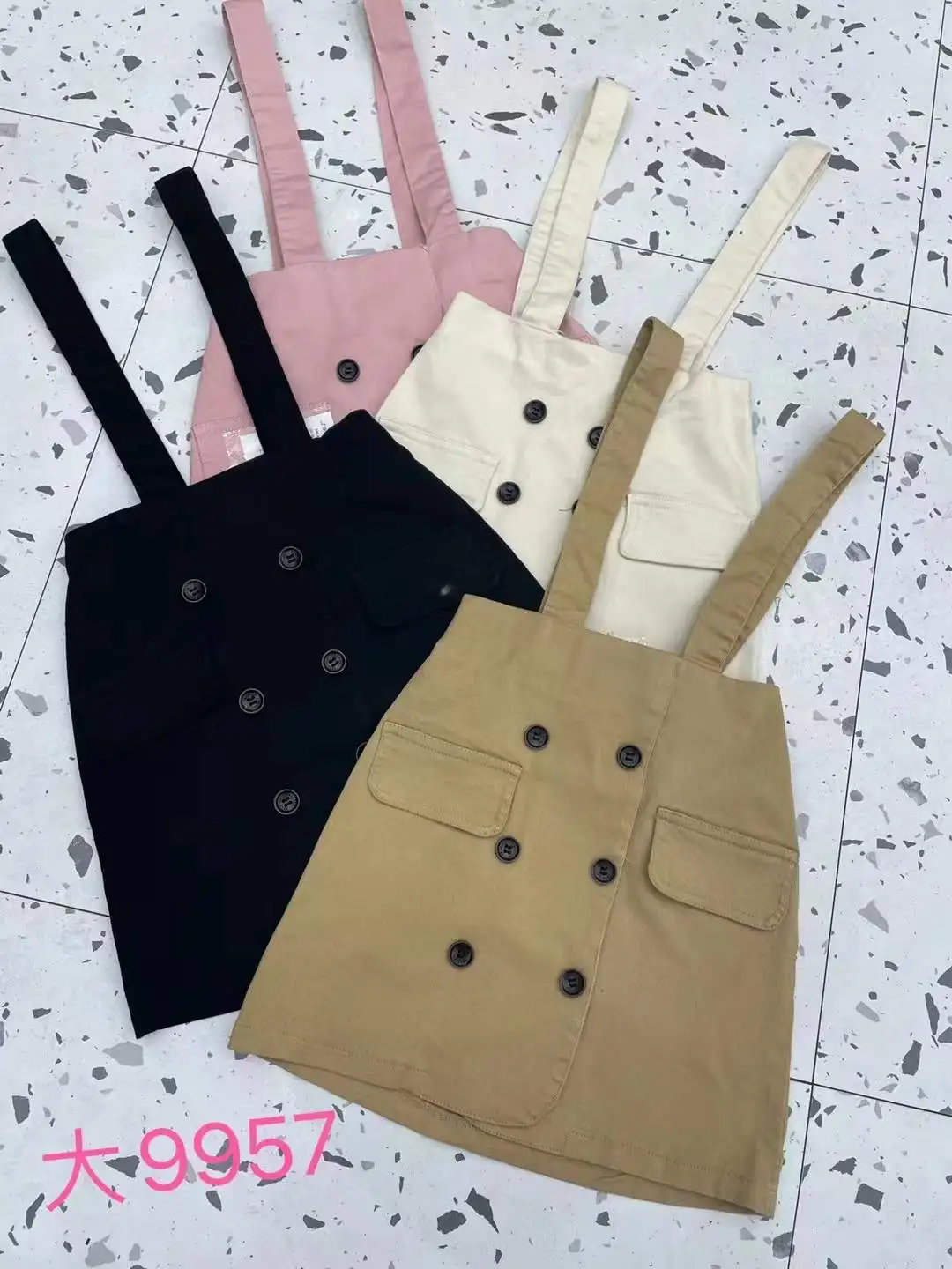 girls short skirts with pockets kids solid color cotton skirt