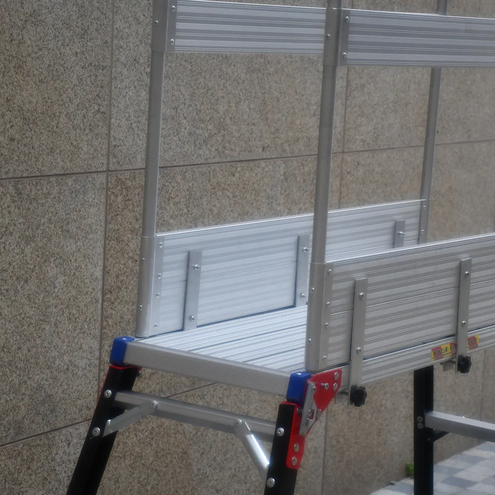Mobile portable fiberglass ladder with safety fence workbench scaffold electrician insulated herringbone ladder