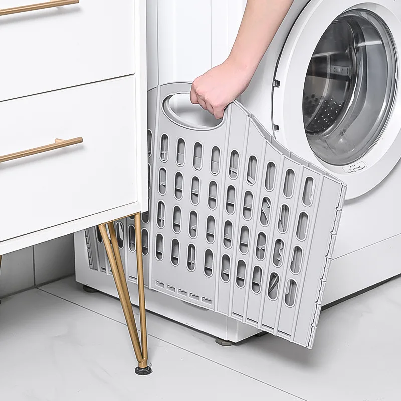 Collapsible Plastic Hanging Laundry Basket Large Capacity Laundry Hamper Bathroom Dirty Clothes Storage Bin Wall Hanging Basket