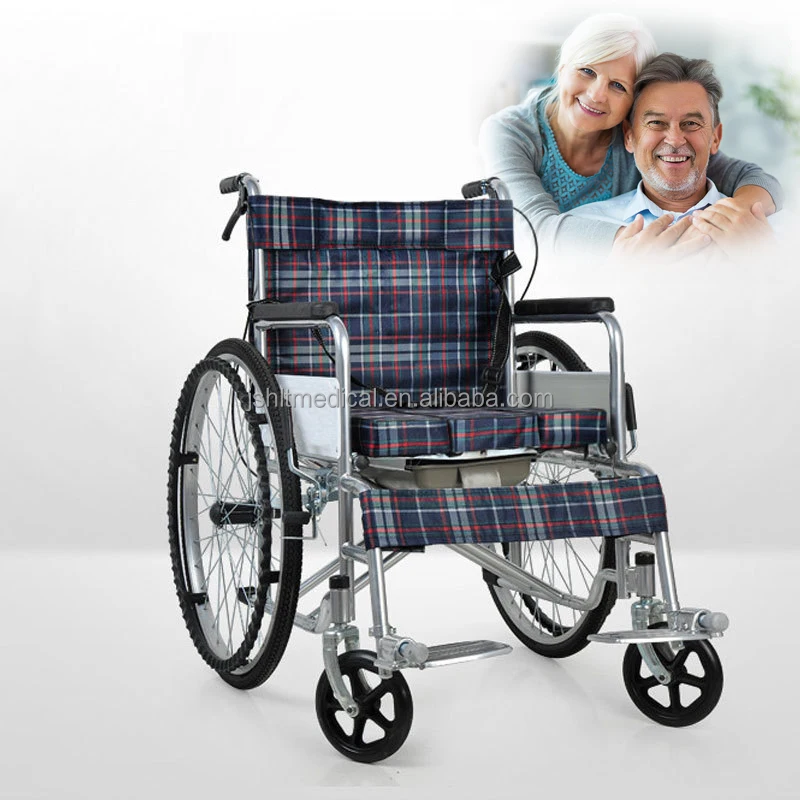 Lightweight  Comfortable Steel Manual Foldable  Wheelchair for disabled elderly