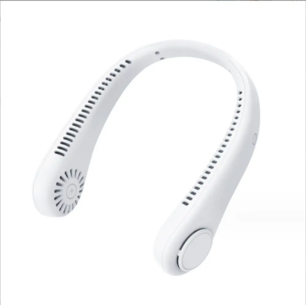 No leaf hanging neck fan cooling outdoor USB charging portable folding lazy person hanging neck small fan