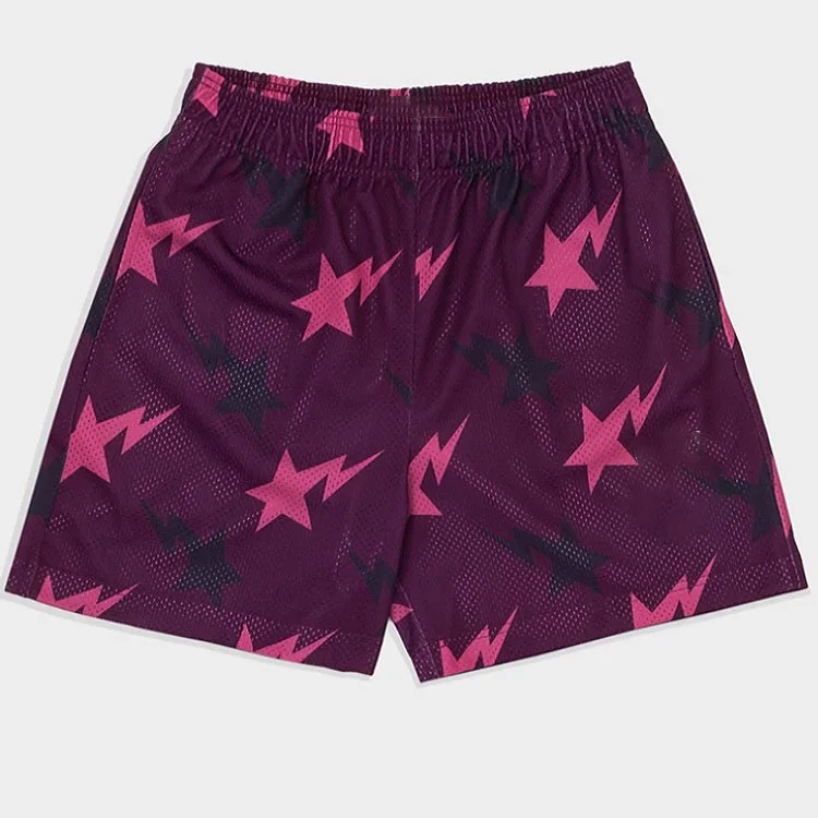 Wholesale Stock Custom Logo Summer Print Polyester Sweat Run Workout Mesh Sport Design Board Unisex Fitness Crossfit Men Shorts