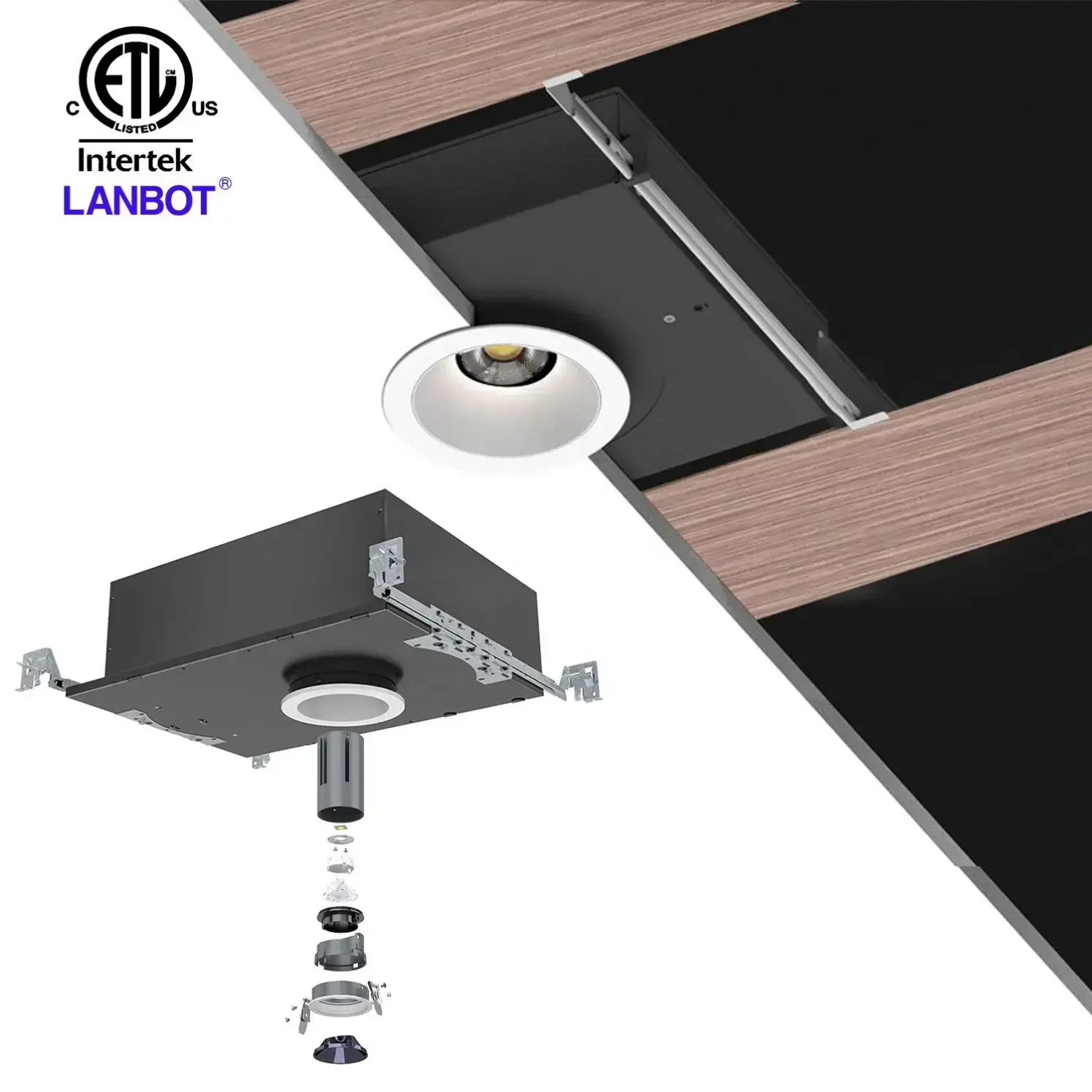 3inch 25w square LED downlight gimbal dip switch 27K30K40K50K60K ETL ES FCC driver damp location air tight adjustable beam angle