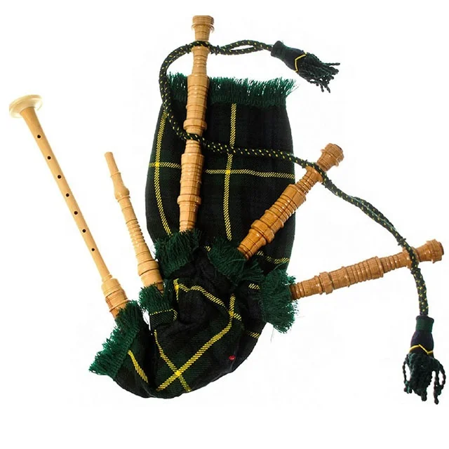 Dark Green Tartan Toy Bagpipe for Kids Pipe Band Uniform Hand Made Wool Tartan All Size Toy Bagpipe