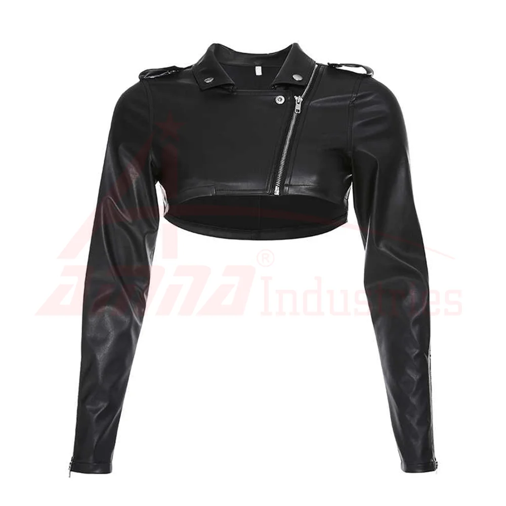 Wholesale Ladies Short Crop Leather Jacket Real Soft Leather Crop Jacket For Women