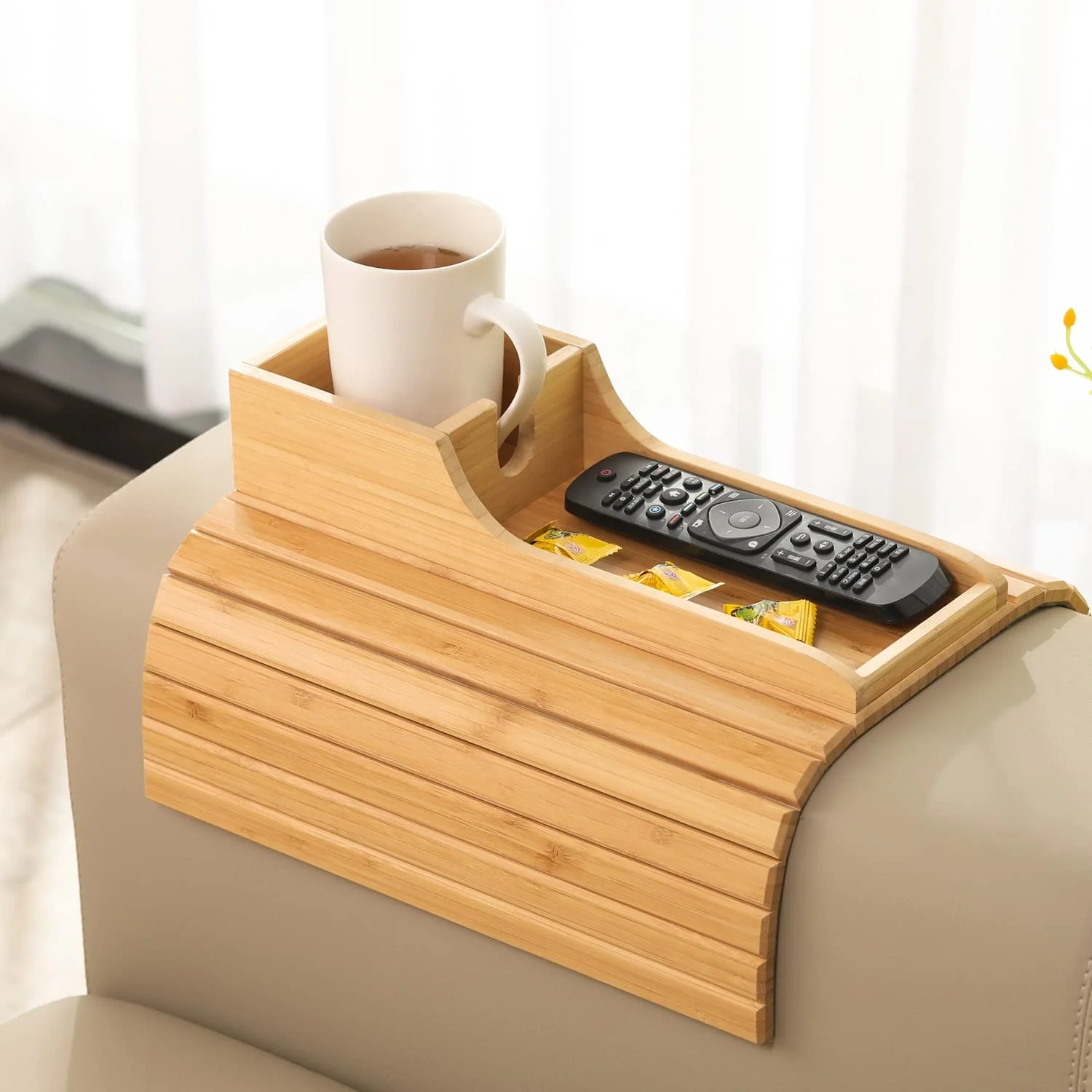 New design best-selling natural folding bamboo sofa with roller coaster armrests versatile bamboo sofa armrest tray