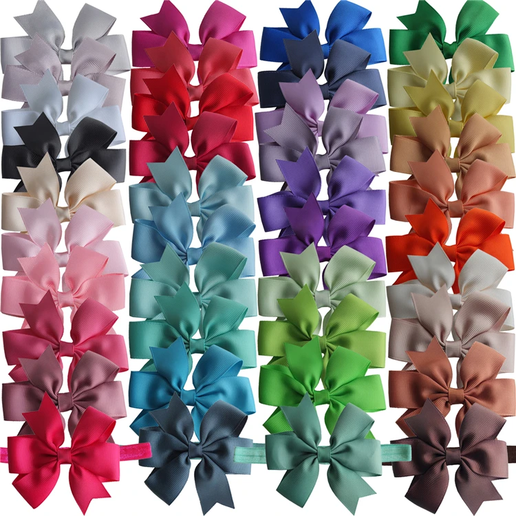 3.5' Pinwheel Hair bow with Headbands Soft stretch hairbands Hairbows Hair bands Accessories for baby Kids Girls