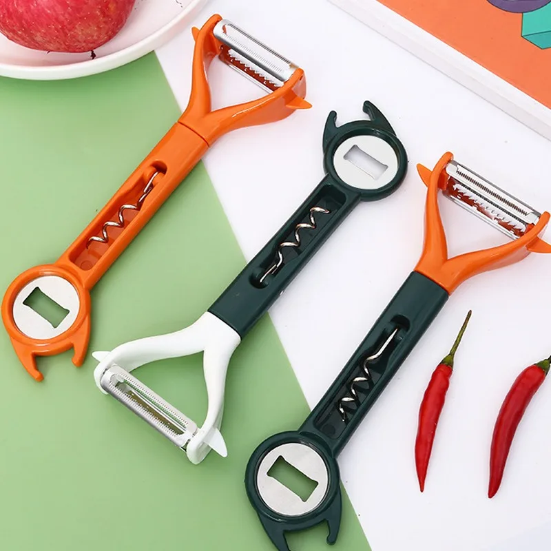 4in1 New Double Head Paring Knife Multi-Functional Creative Home Kitchen Scraper Peeler Beer Opener Wine Opener