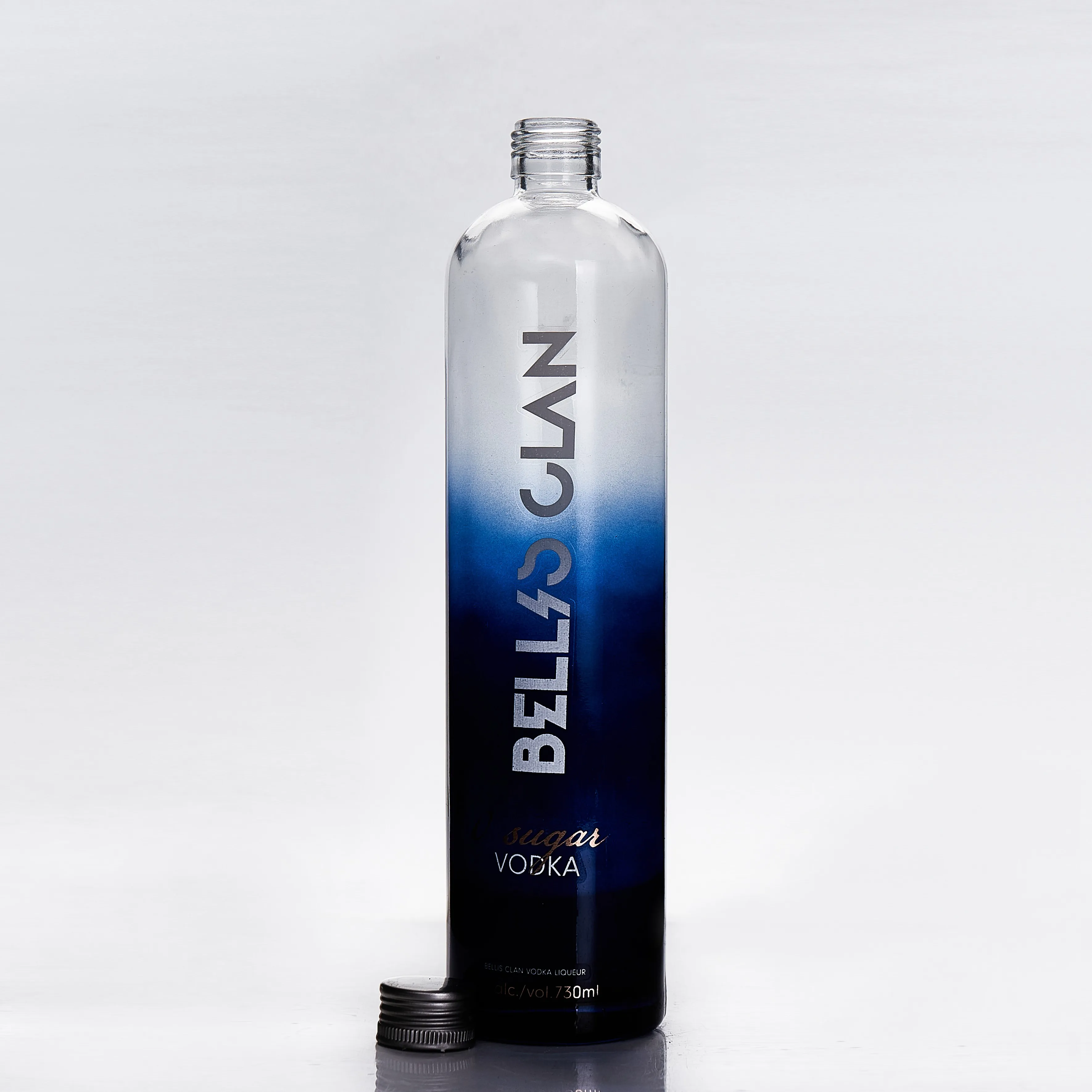 Factory direct sale custom silk screen decal printing spray embossing logo vodka gin rum whiskey glass bottle